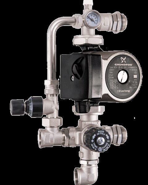 Hасосно-смесительный узел Barberi с насосом Grundfos UPSO 25-65 с перепуском, Kv=3,5 T = 30-60° C 18B040N10